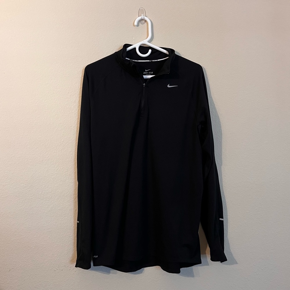 Nike Running Athletic Dri-Fit Quarter Zip-Up Long-Sleeve Shirt - Black, Size L